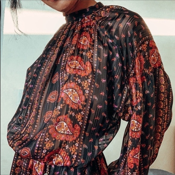 Zara Paisley Print Boho Blouson Mini Dress NWT - Picture 6 of 11